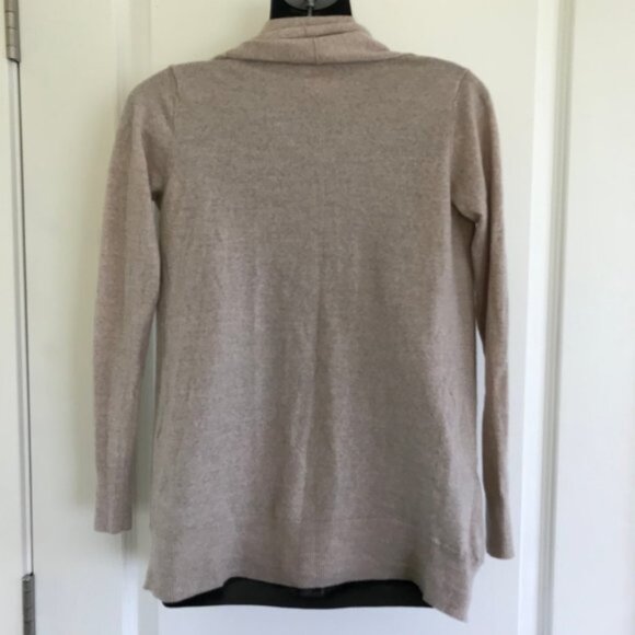 Wilfred Aritzia 100% Wool Beige Heather Open Front Cardigan Sweater with Pockets - Picture 2 of 6